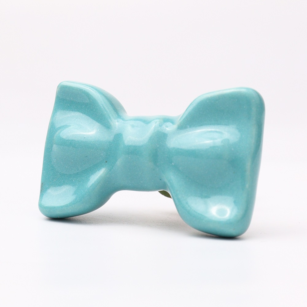 Turquoise Green Ceramic Bow Cabinet Knob